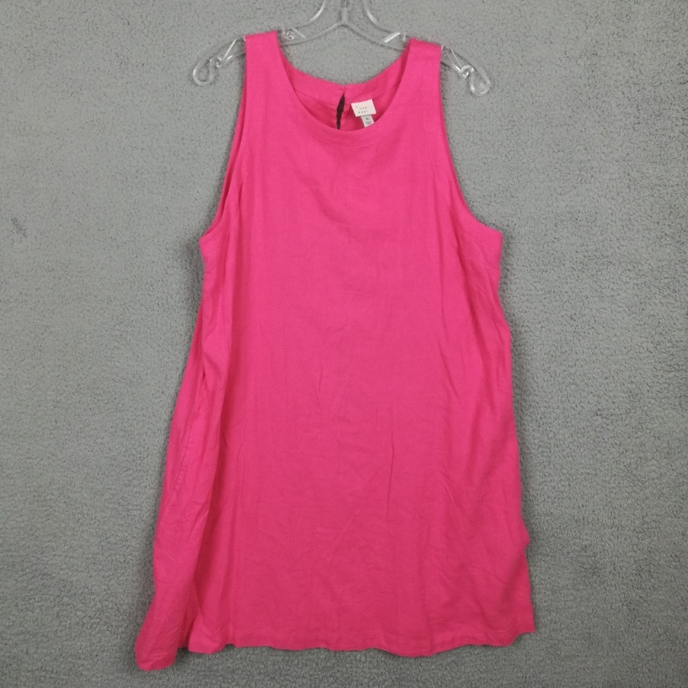 A‎ New Day Womens Swing Dress Linen Blend Pink Sleeveless Above Knee Mini XL New